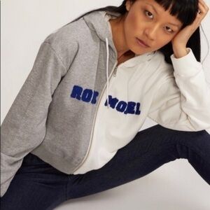 NEW Cynthia Rowley White & Gray Zip Up Hoodie Size S